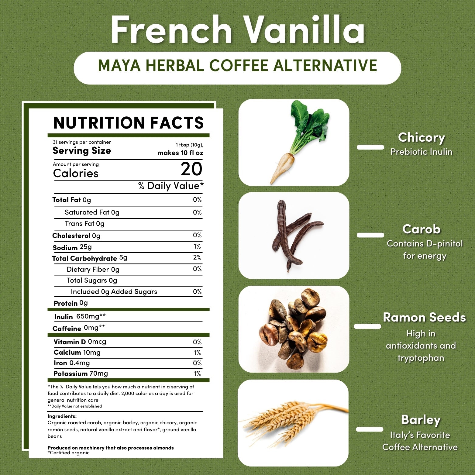 French Vanilla Chicory Herbal Coffee