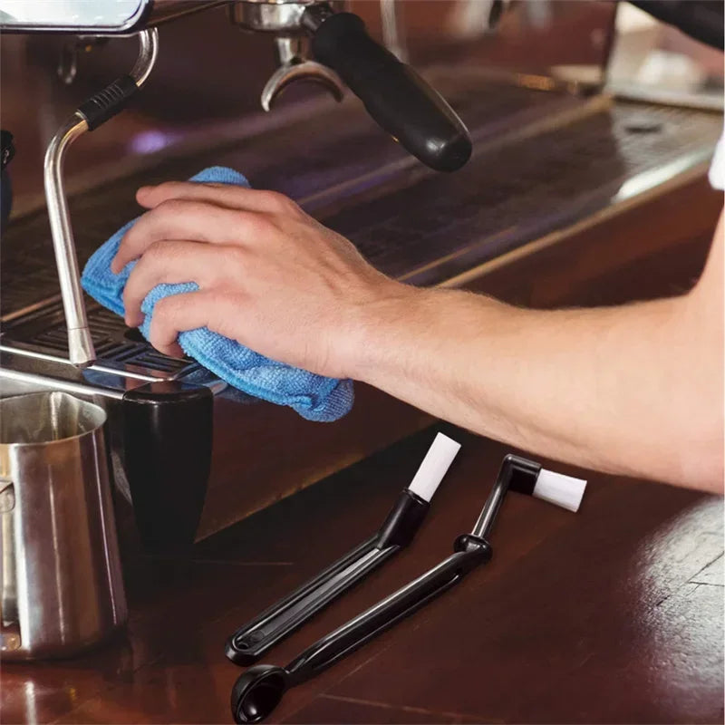 DecorBites™ Coffee Machine Cleaning Brush Set: Wooden Grinder & Nylon Espresso Brushes